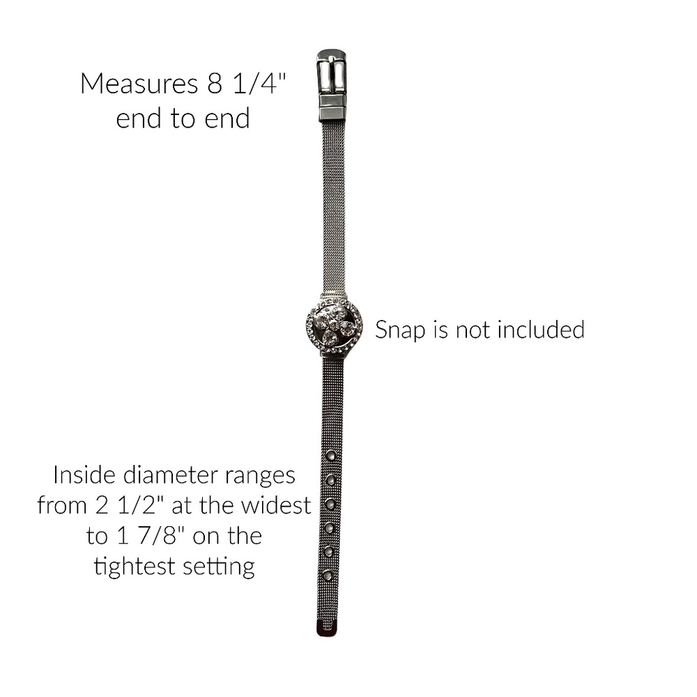 Snap Charm Bracelet Stainless Steel for 1 Standard Size Snap - Adjustabl… - Picture 2 of 6